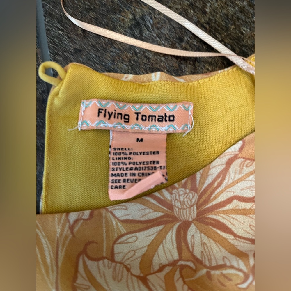 Flying Tomato Mustard Yellow Floral Long-Sleeve Tiered Dress - Picture 5 of 8